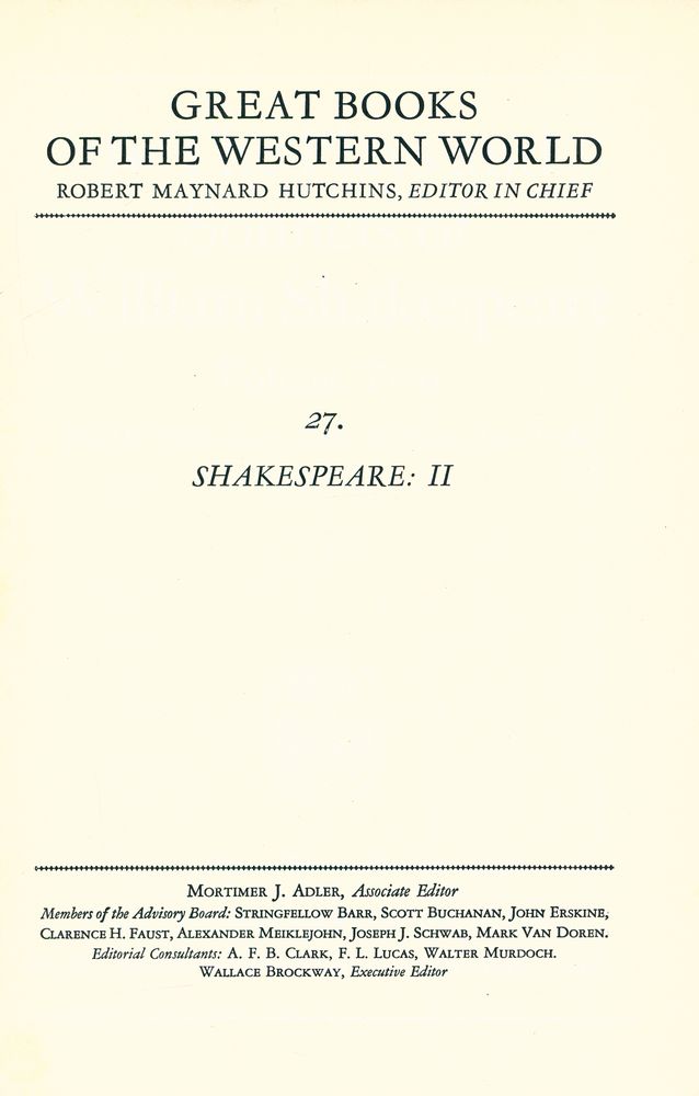 『GREAT BOOKS OF THE WESTERN WORLD : 27  SHAKESPEARE Ⅱ』 1