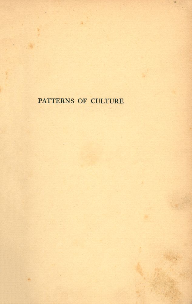 『PATTERNS OF CULTURE』 1