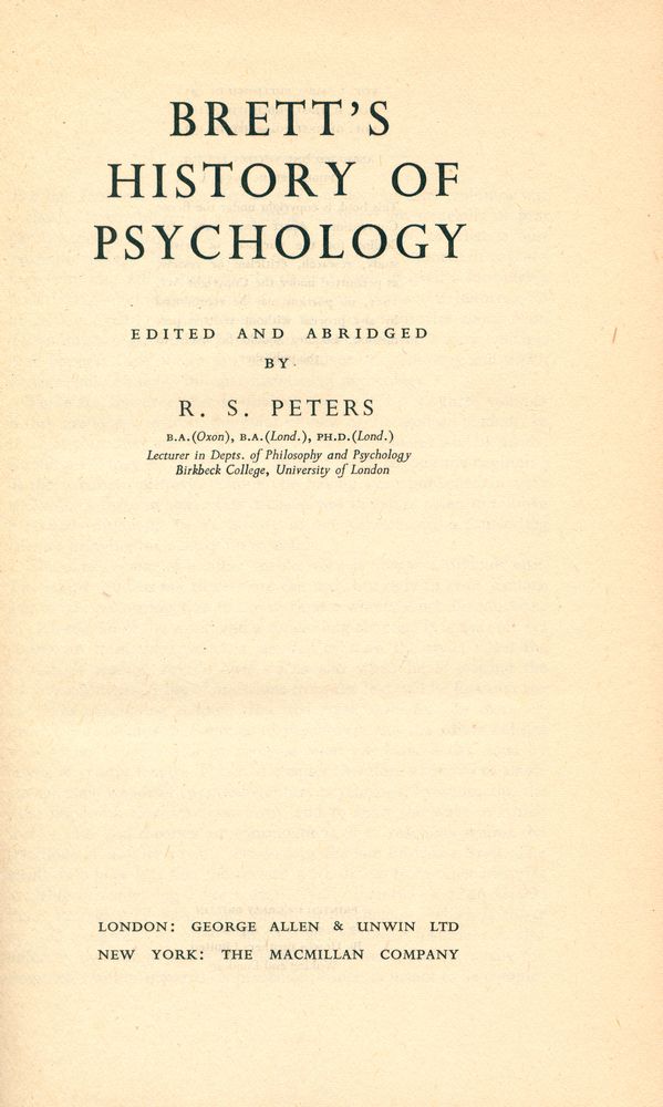 『BRETT'S HISTORY OF PSYCHOLOGY』 1