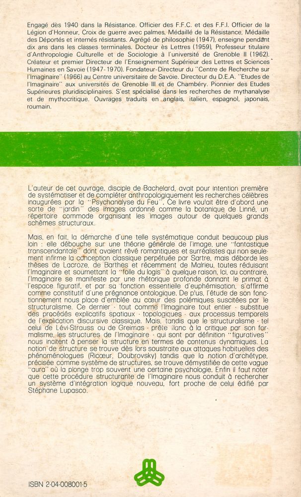 『LES STRUCTURES ANTHROPOLOGIQUES DE L'IMAGINAIRE : Introduction à l'archétypologie générale』 3