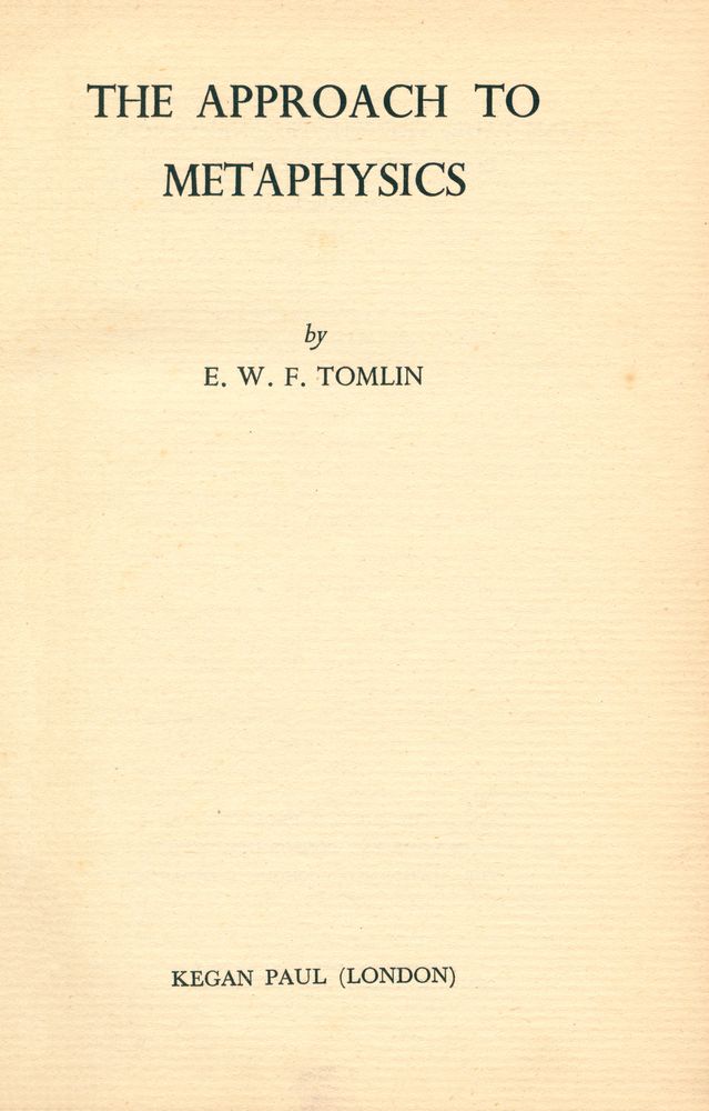 『THE APPROACH TO METAPHYSICS』 1