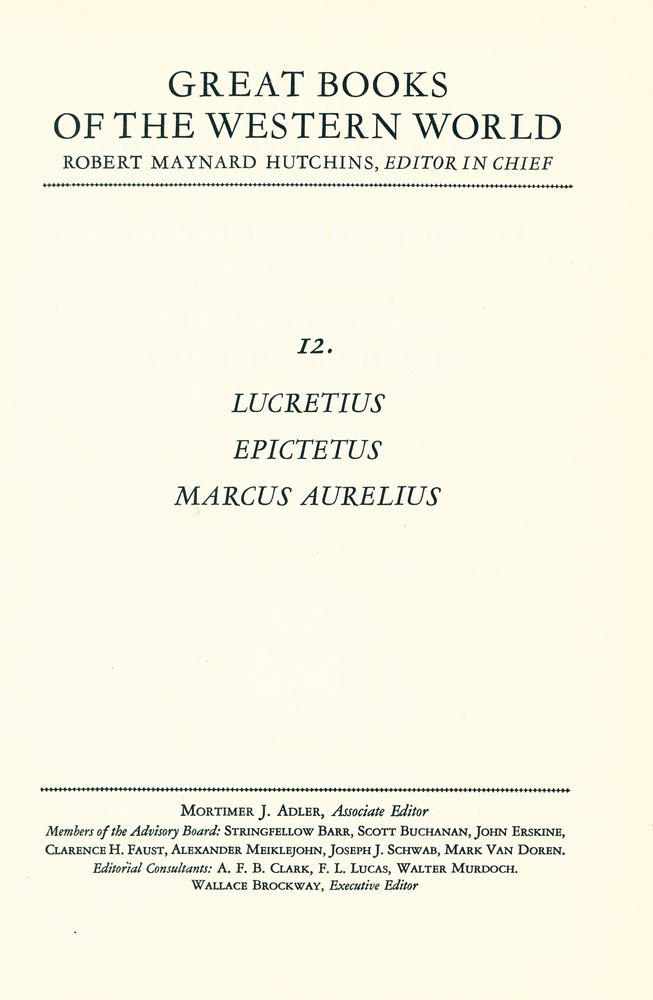 『Great Books of the Western World 12 - LUCRETIUS, EPICTETUS, MARCUS AURELIUS』 1