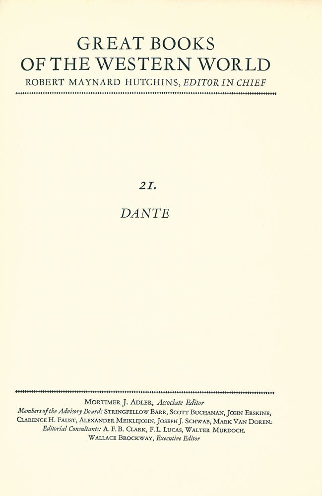 『Great Books of the Western World 21 : DANTE』 1