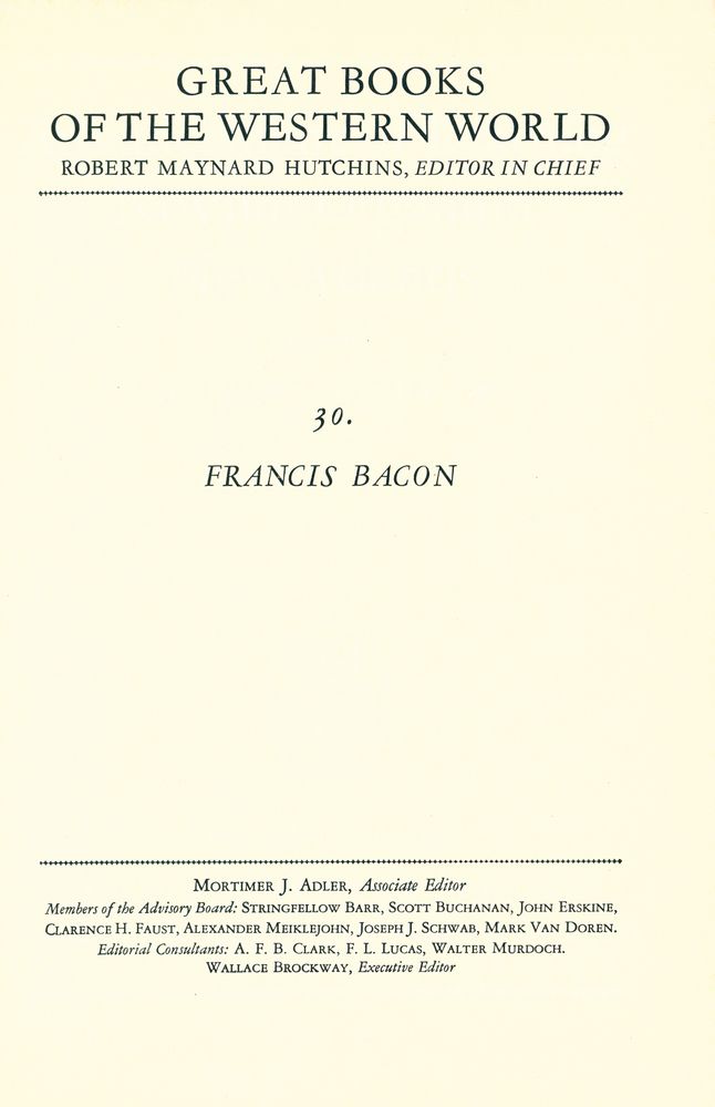 『Great Books of the Western World 30 - FRANCIS BACON』 1