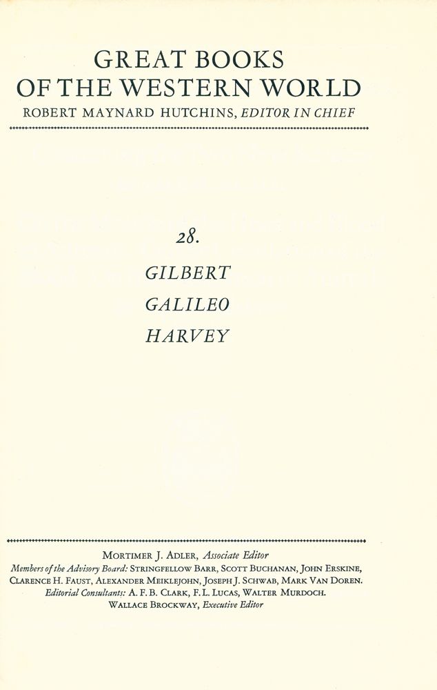 『Great Books of the Western World 28 - GILBERT,  GALILEO, HARVEY』 1