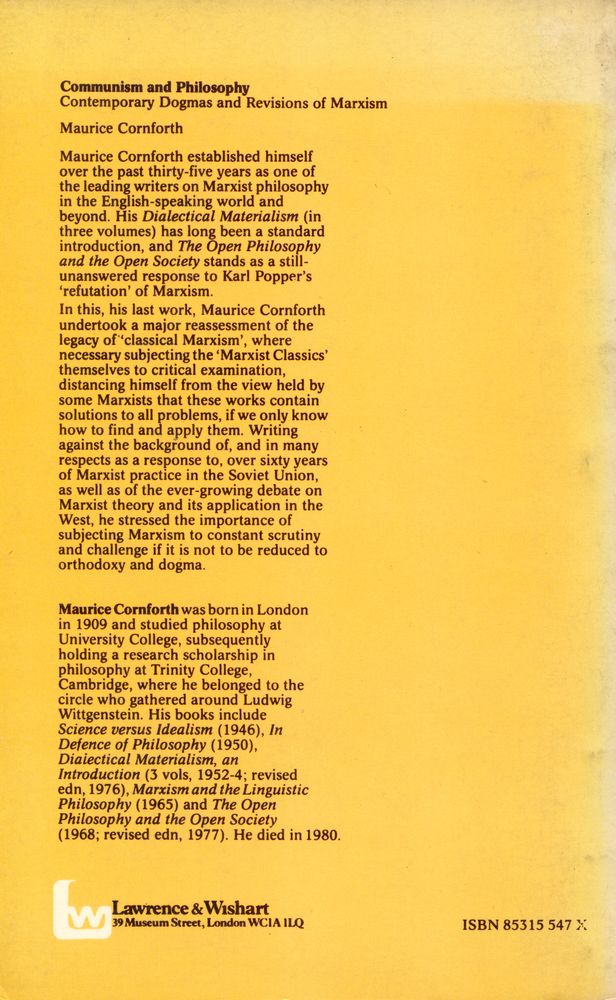 『COMMUNISM AND PHILOSOPHY : Contemporary Dogmas and Revisions of Marxism』 7