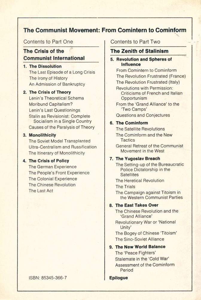 『THE COMMUNIST MOVEMENT : FROM COMINTERN TO COMINFORM : PART ONE THE CRISIS OF THE COMMUNIST INTERNATIONAL』 4