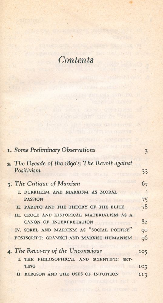 『CONSCIOUSNESS AND SOCIETY : THE REORIENTATION OF EUROPEAN SOCIAL THOUGHT 1890 - 1930』 2