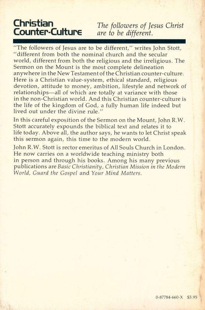 『Christian Counter - Culture : The Message of the Sermon on the Mount』 3