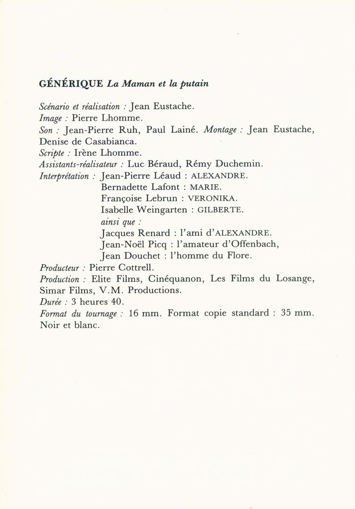 『La Maman et la putain』 2