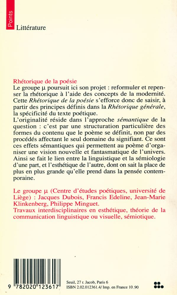 『Rhétorique de la poésie : Lecture linéaire, Lecture tabulaire』 8