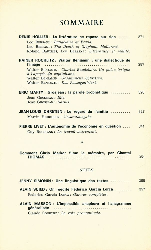 『CRITIQUE』 AVRIL 1983 N.431 2