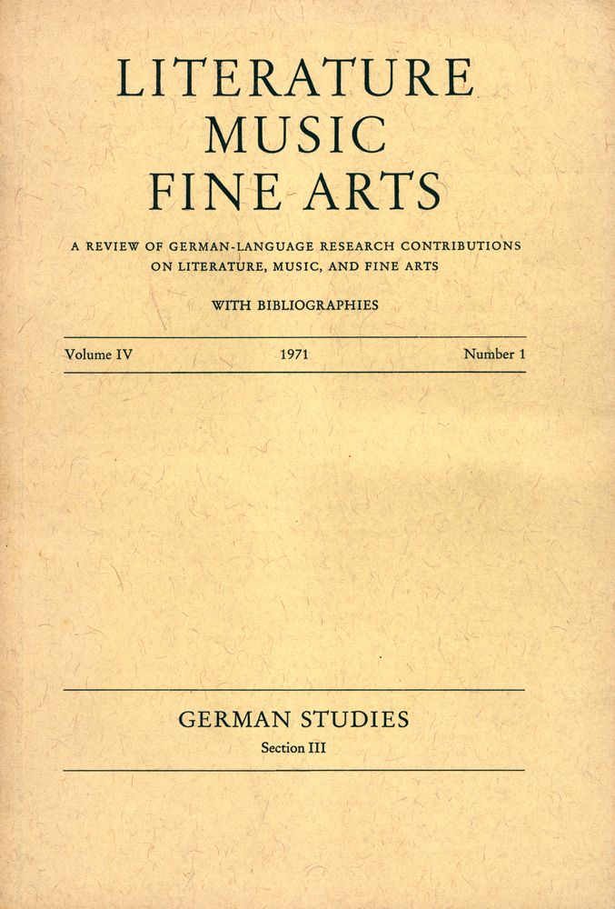 『LITERATURE, MUSIC, FINE ARTS』 Volume Ⅳ 1971 Number 1 1