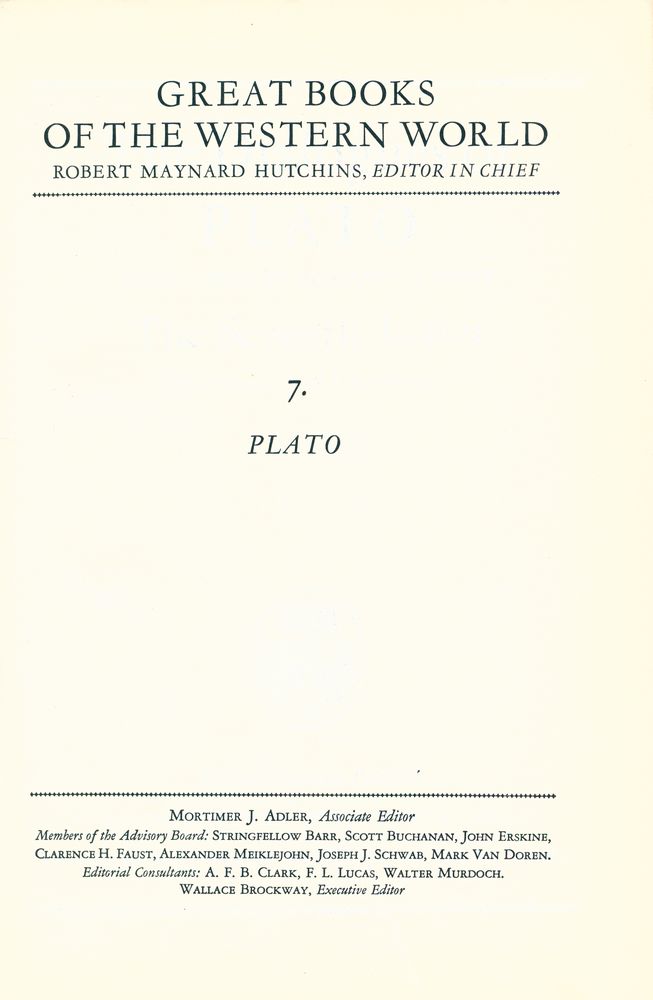 『GREAT BOOKS OF THE WESTERN WORLD : 7 PLATO』 1