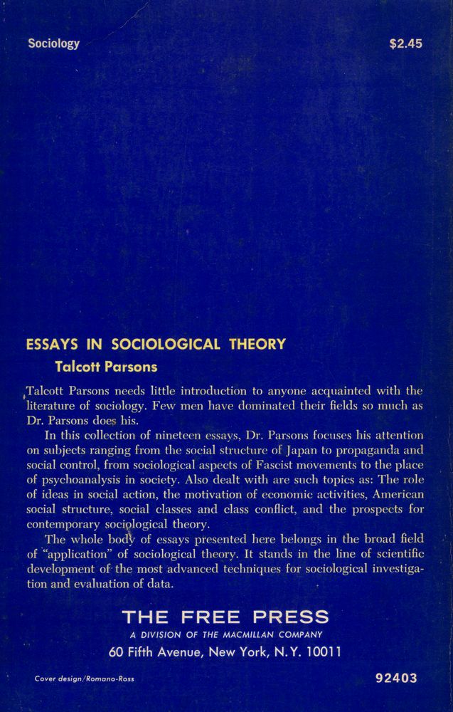 『ESSAYS IN SOCIOLOGICAL THEORY』 3