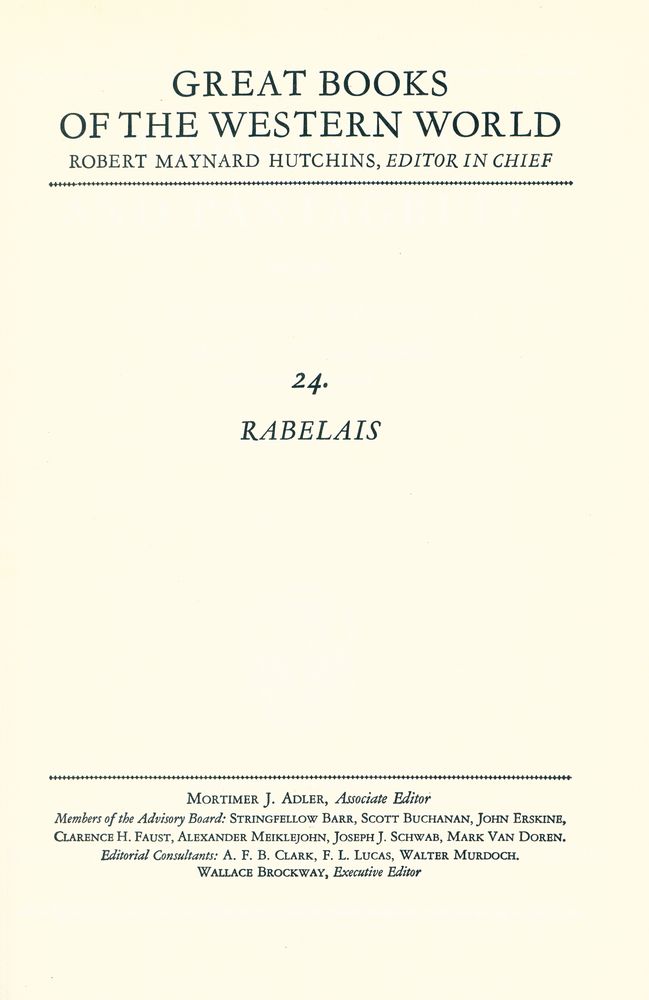 『GREAT BOOKS OF THE WESTERN WORLD 24 - RABELAIS』 1
