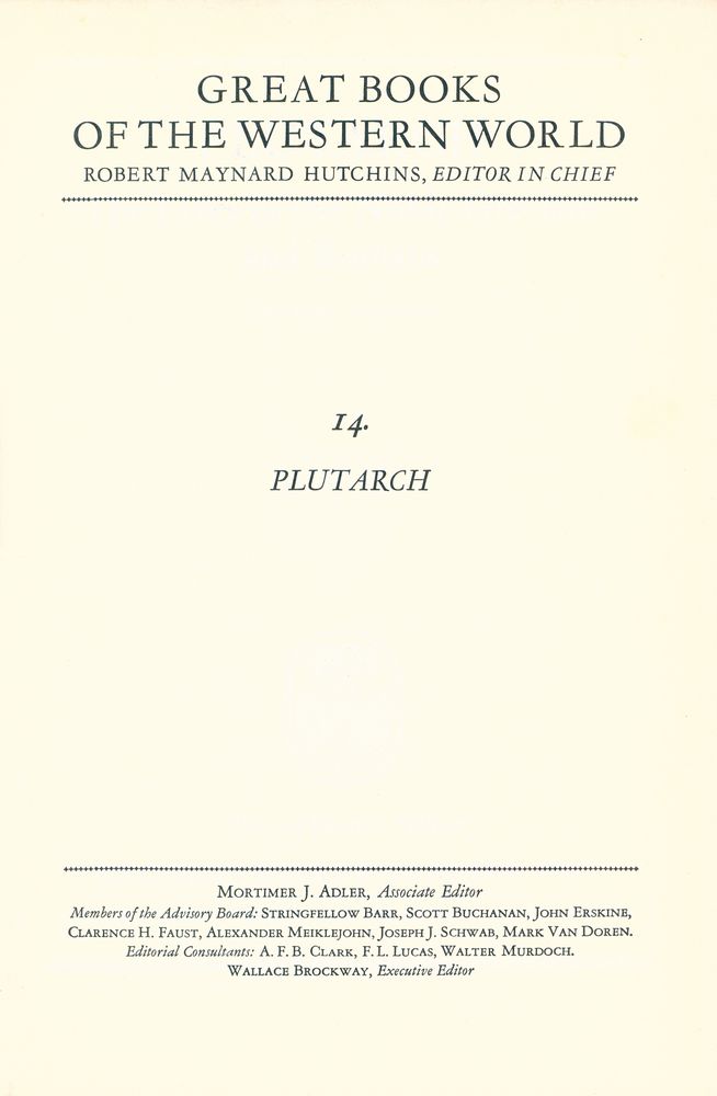 『GREAT BOOKS OF THE WESTERN WORLD : 14 PLUTARCH』 1