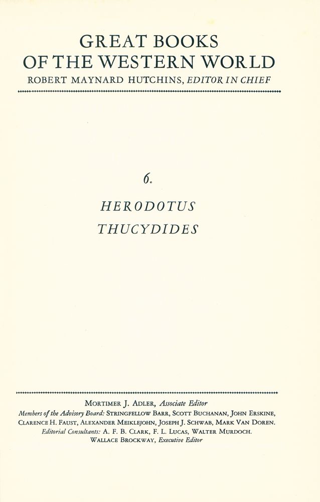 『GREAT BOOKS OF THE WESTERN WORLD : 6 HERODOTUS, THUGYDIDES』 1