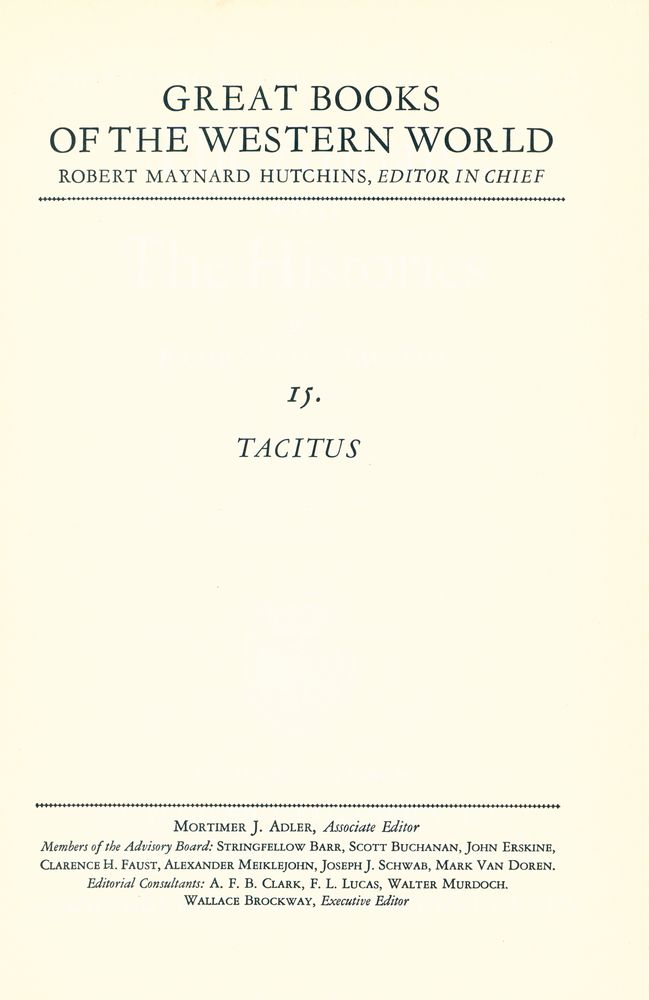 『GREAT BOOKS OF THE WESTERN WORLD  : 15 TACITUS』 1
