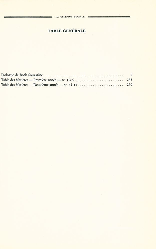 『La Critique Sociale Revue des idées et des livres 1931 - 1934 REIMPRESSION 1983』 2