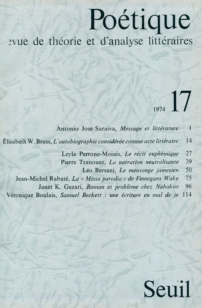 『Poétique』 1974 Vol.17~20 2