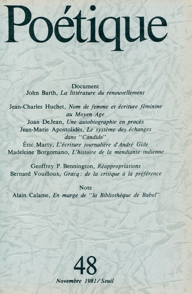 『Poétique』 1981 Vol.45~48 6