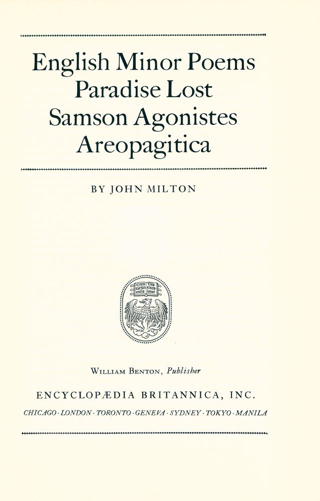 『Great Books Of The Western World : 32 JOHN MILTON』 1