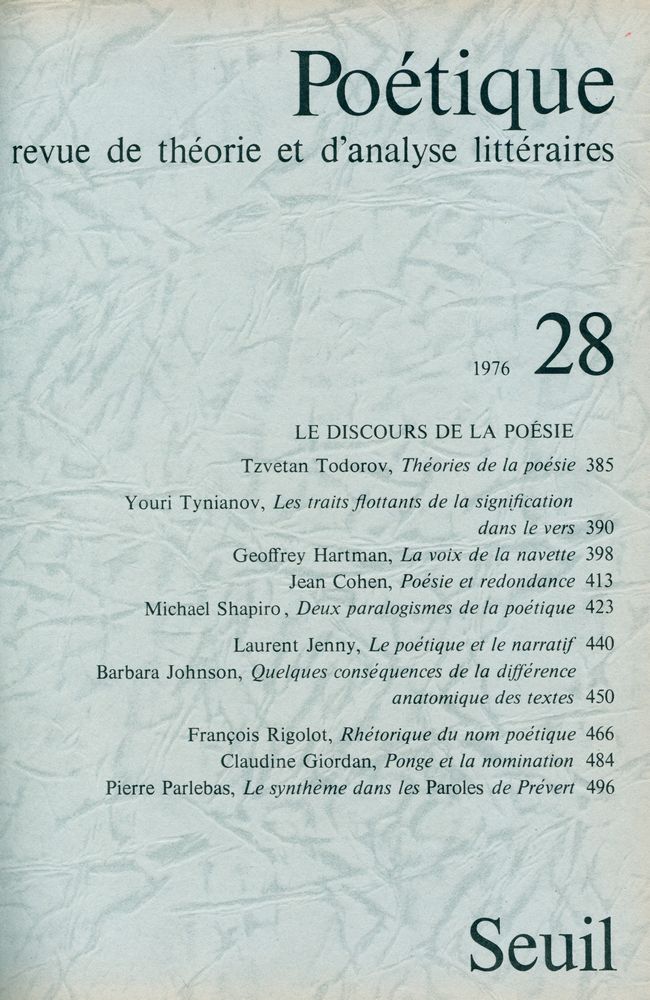 『Poétique』 1976 Vol.25~28 5