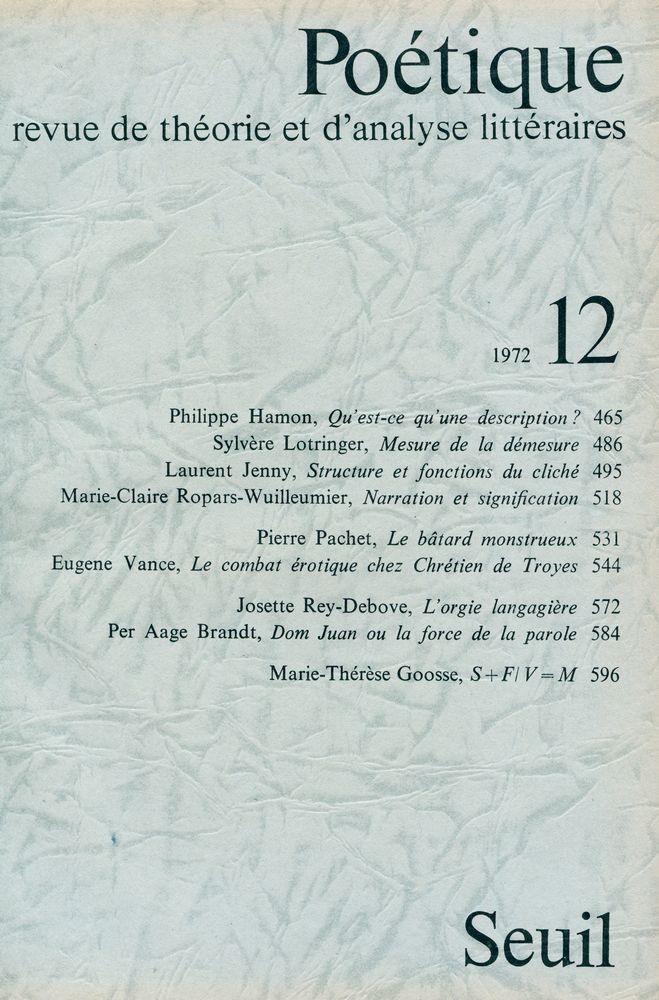 『Poétique』 1972 Vol.9~12 5