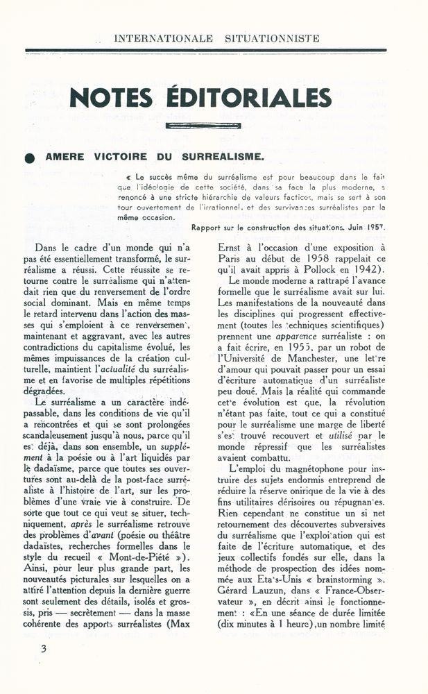 『internationale situationniste 1958 - 69』 2