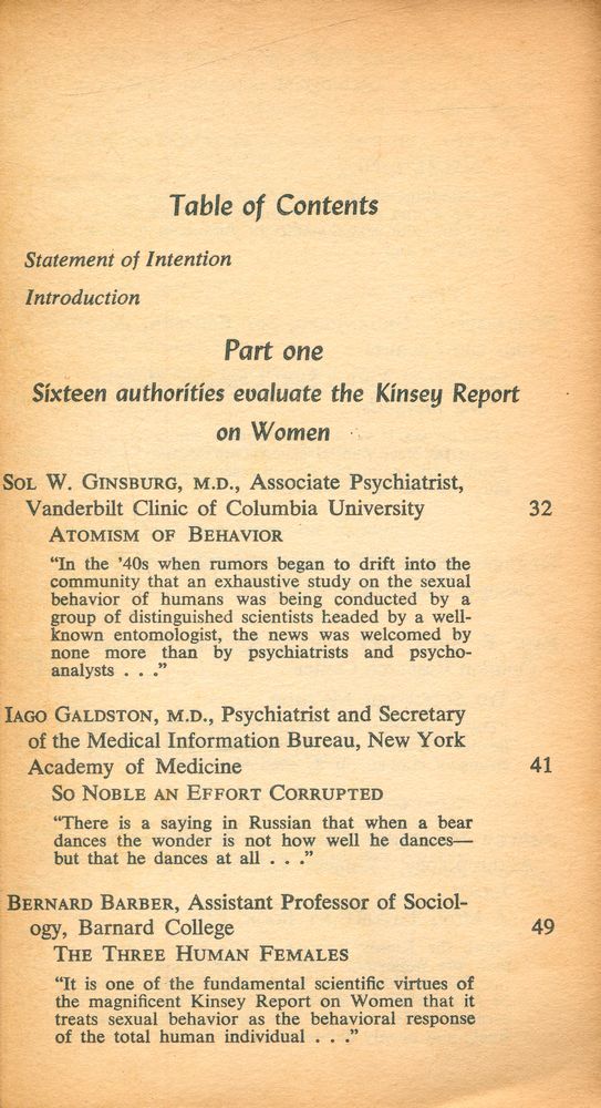 『AN ANALYSIS of the Kinsey Reports on Sexual Behavior in the Human Male and Female』 2