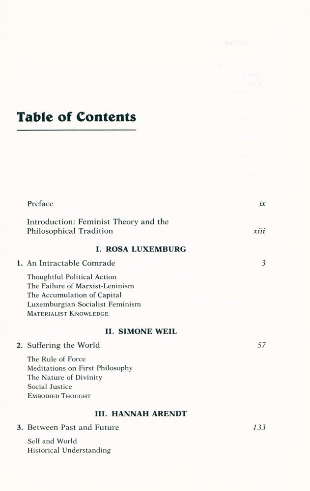 『Philosophia : the thought of Rosa Luxemburg, Simone Weil, and Hannah Arendt』 2