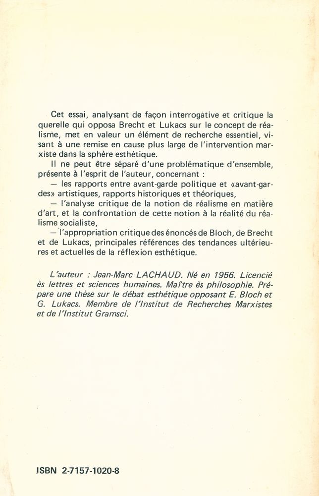 『B. BRECHT, G. LUKACS : questions sur le réalisme』 4