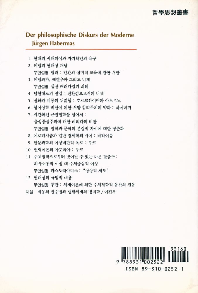 『현대성의 철학적 담론』 4