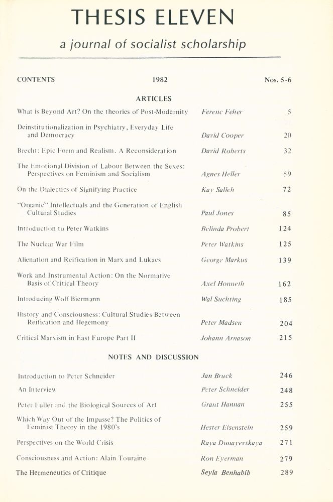 『THESIS ELEVEN』 5/6 2