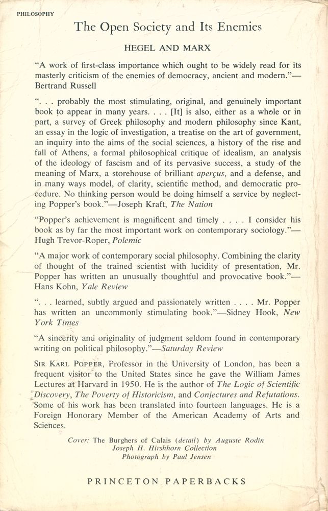 『THE OPEN SOCIETY AND ITS ENEMIES Volume Ⅱ : THE HIGH TIDE OF PROPHECY : HEGEL, MARX, AND THE AFTERMATH』 3