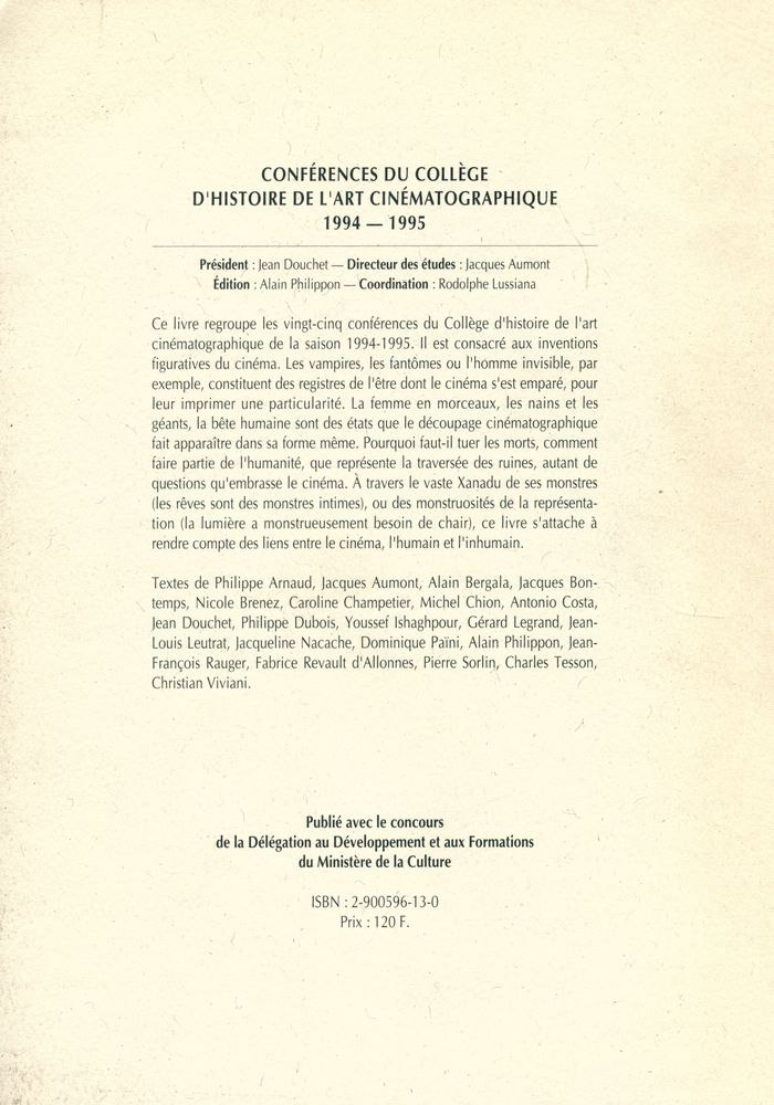 『L'INVENTION DE LA FIGURE HUMAINE : LE CINÉMA, L'HUMAIN ET L'INHUMAIN』 3