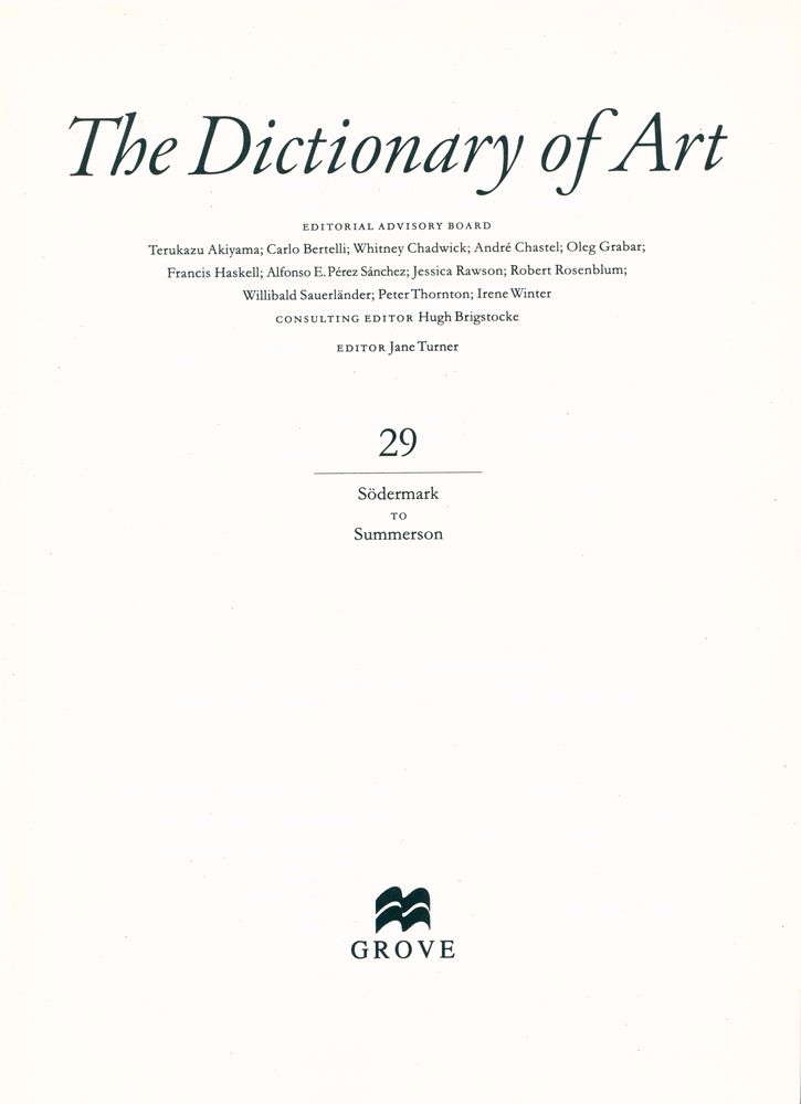 『The dictionary of art 29 : Södermark to Summerson』 2