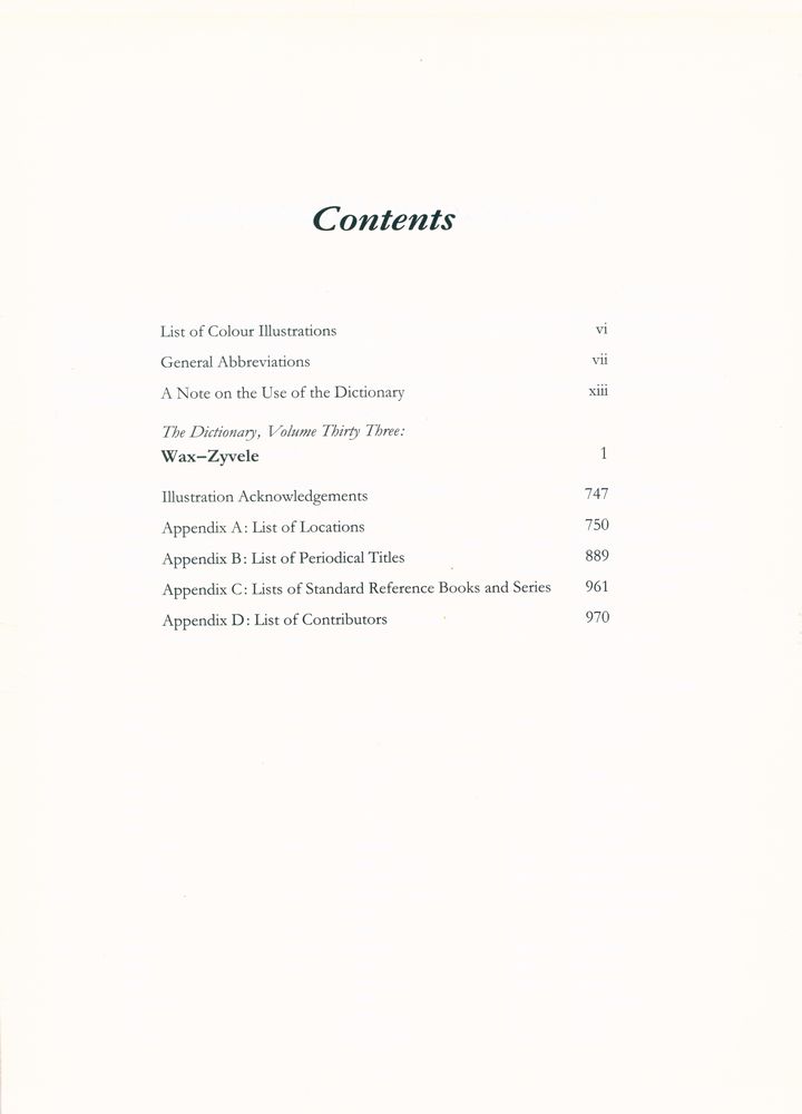 『The dictionary of art 33 : Wax to Zyvele*Appendices』 3