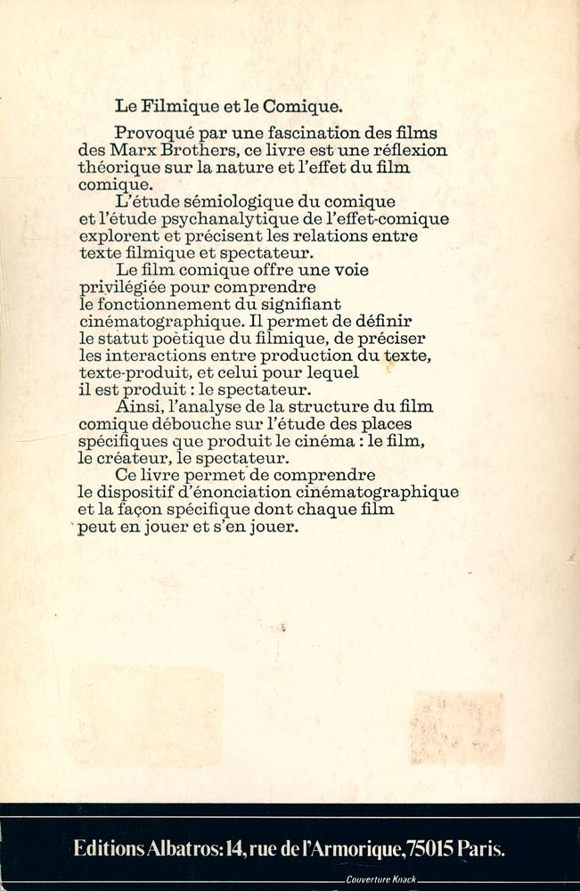 『Le Filmique et le Comique : Essai sur le film comique』 4