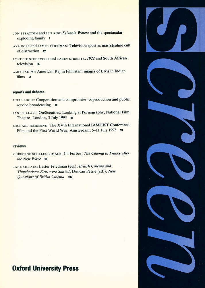 『SCREEN』 VOL 35 No1 Spring 1994 3