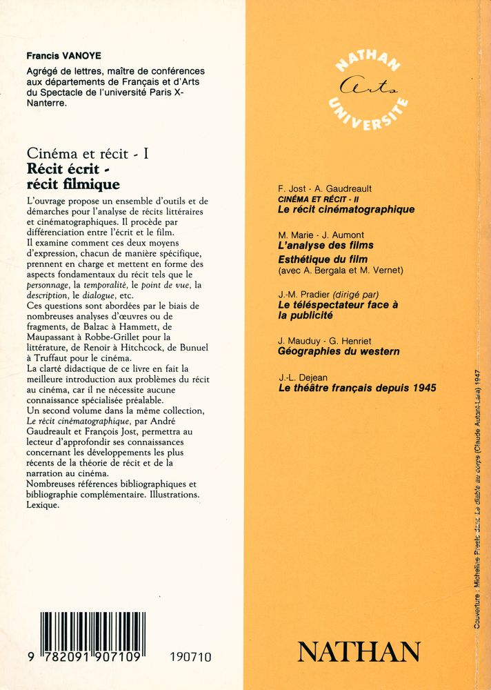 『CINÉMA ET RÉCIT I - RÉCIT ÉCRIT RÉCIT FILMIQUE』 6