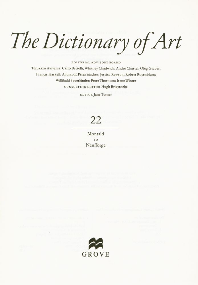 『The Dictionary of ART 22 - Montald to Neufforge』 2
