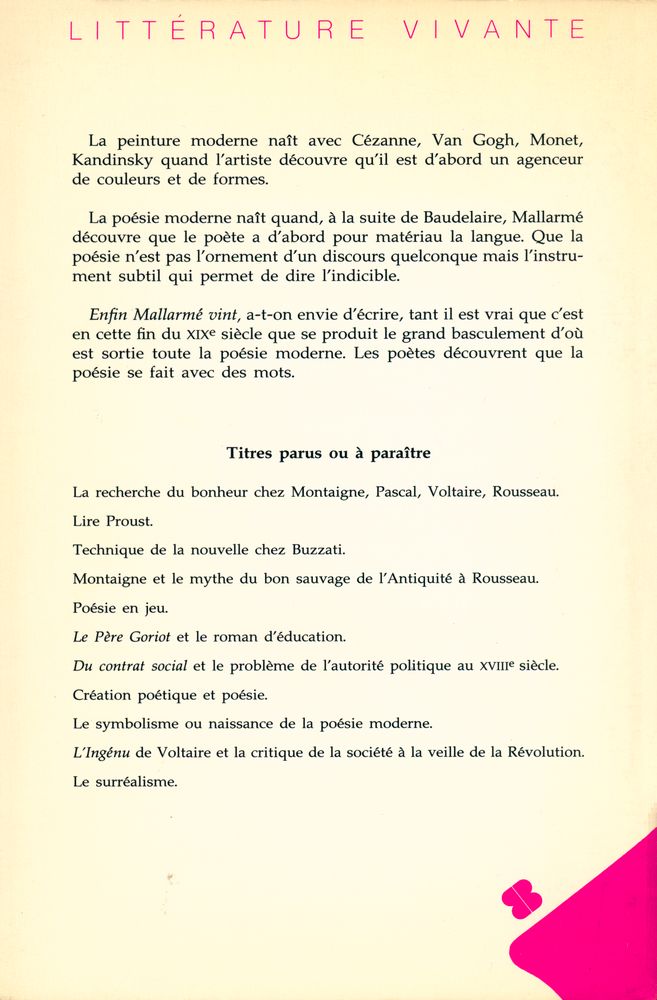 『Le symbolisme : ou naissance de la poésie moderne』 4