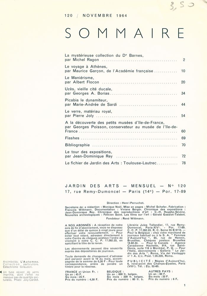 『Jardin des Arts』 Numéro 120, NOVEMBRE 1964 2