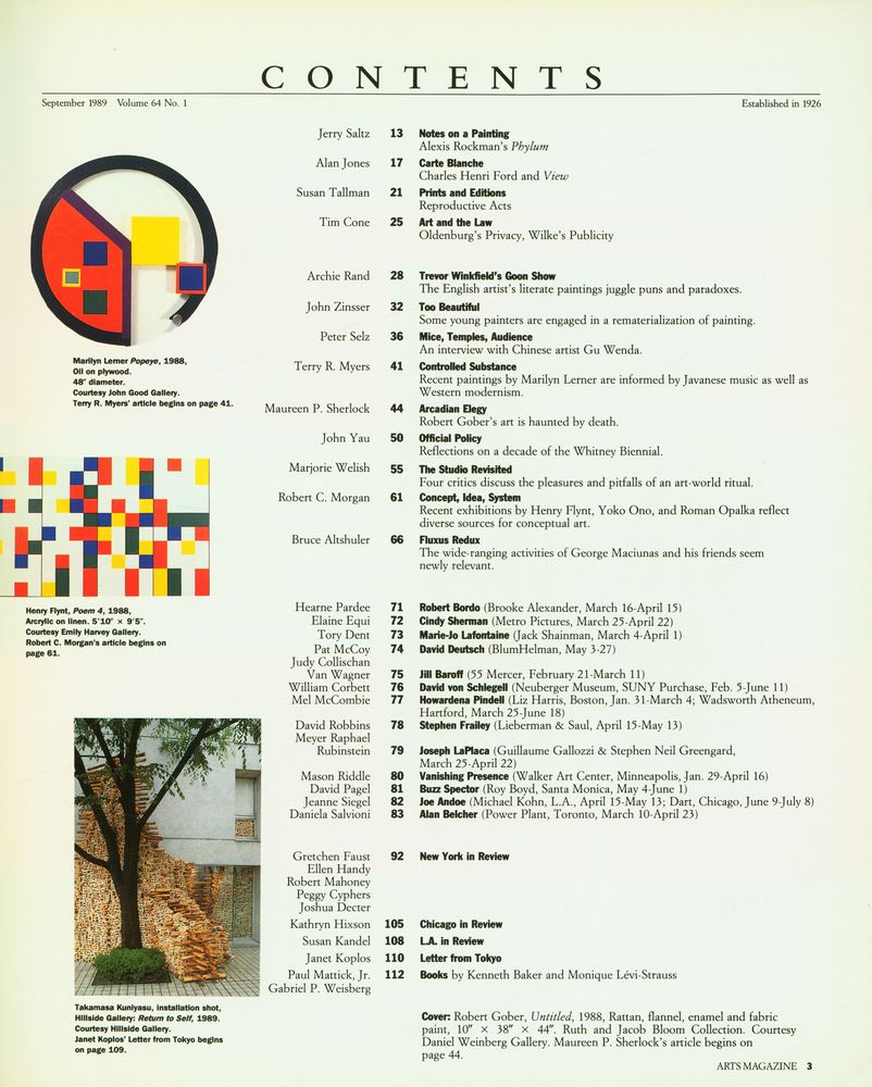 『ARTS MAGAZINE』 SEPTEMBER 1989 2