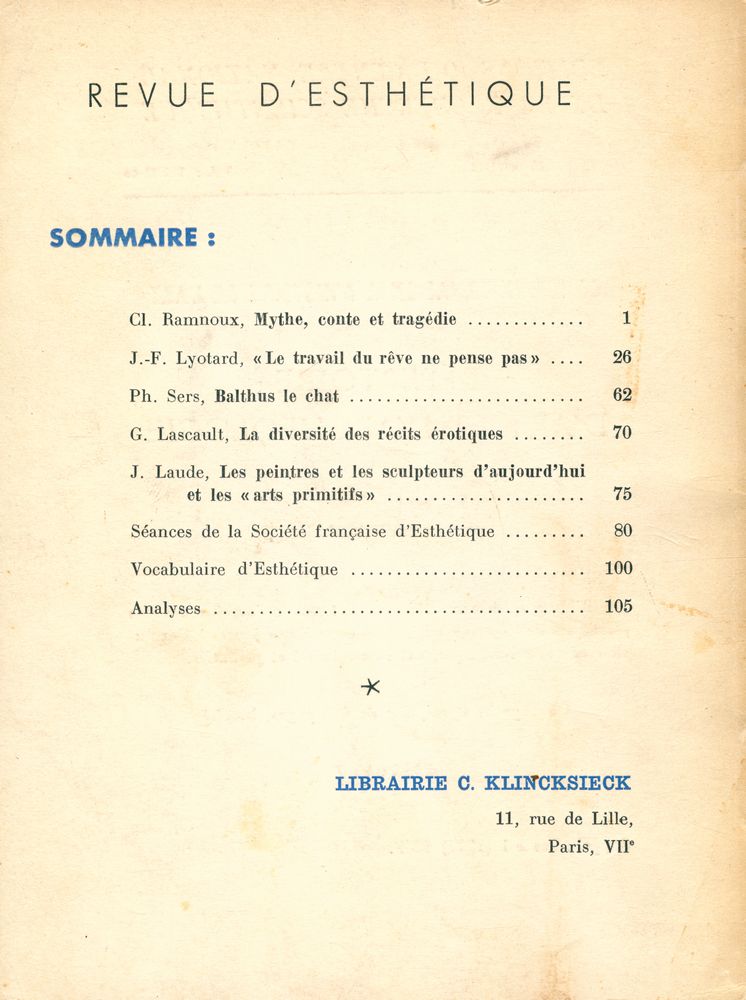 『REVUE D'ESTHÉTIQUE』 2