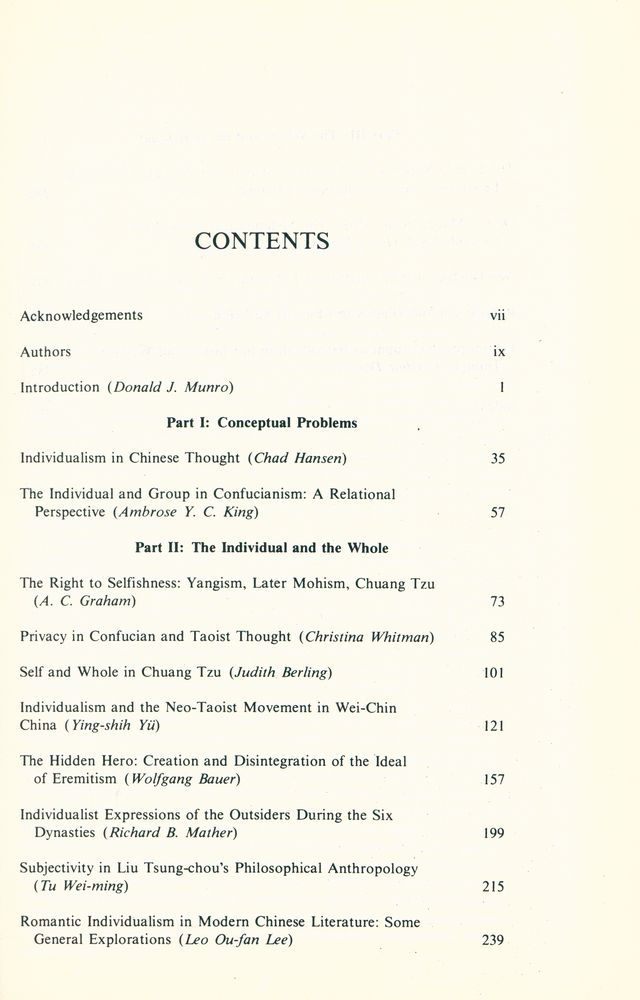 『Individualism and Holism : Studies in Confucian and Taoist Values』 2