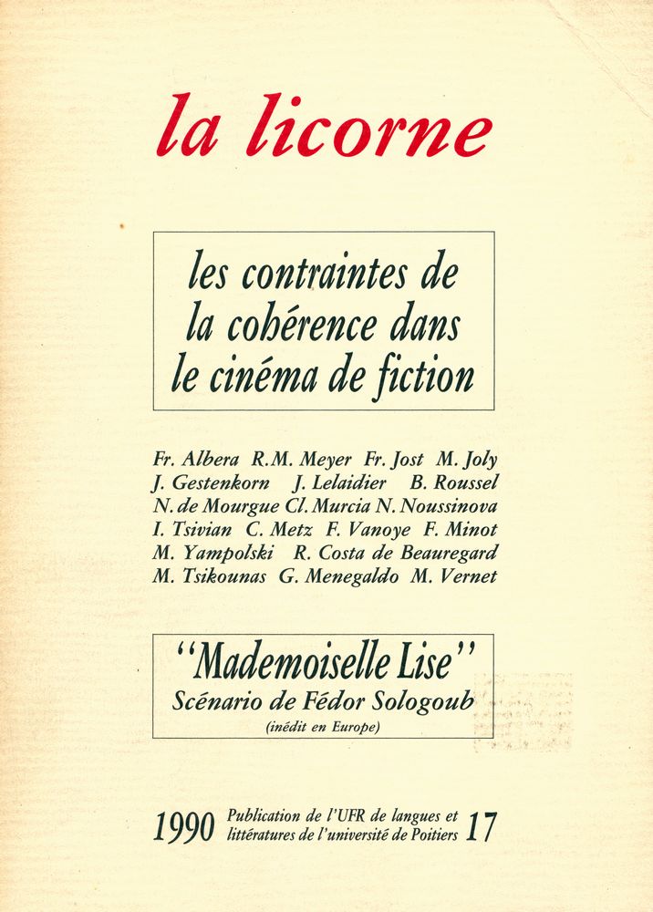 『la licorne : les contraintes de la cohérence dans le cinéma de fiction』 1