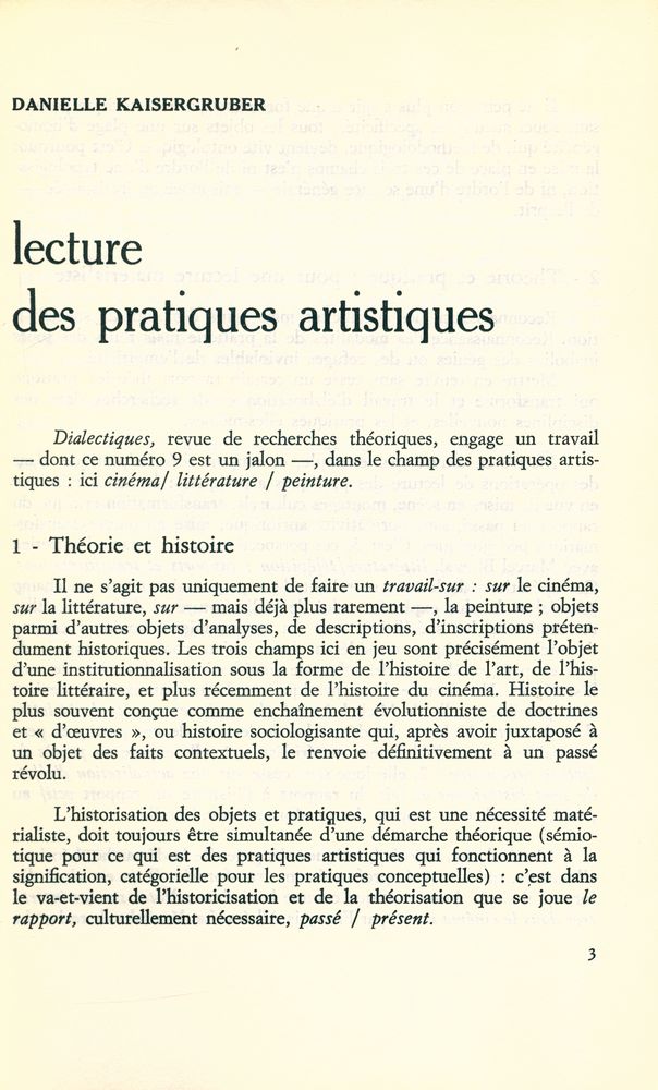『dialectiques : REVUE TRIMESTRIELLE』 n° 9 2